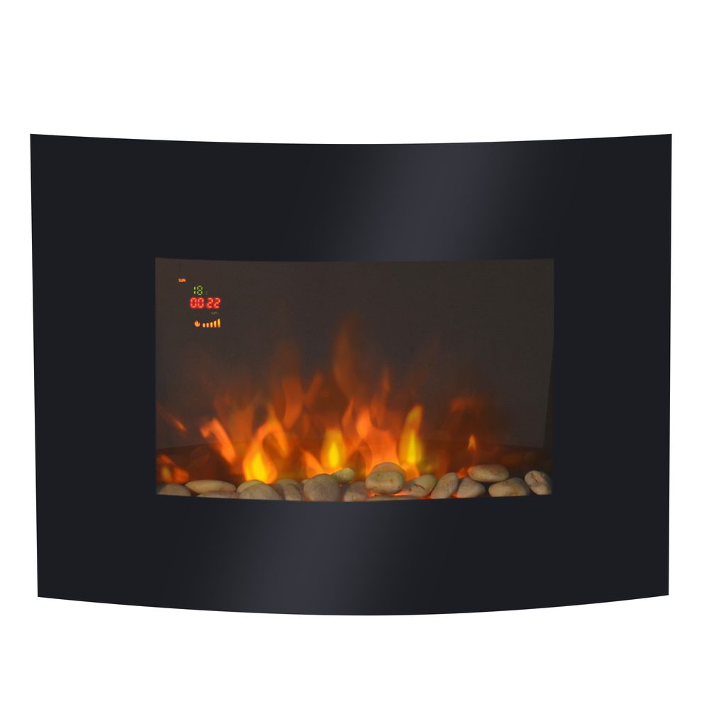 Electric Wall Mounted Fire Place Slimline Plasma Fan Heater Backlit 900/1800W - anydaydirect