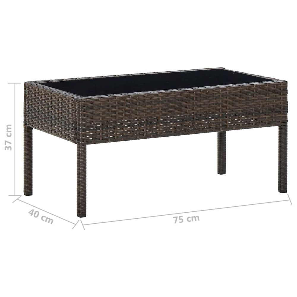 Garden Table Brown 75x40x37 cm Poly Rattan - anydaydirect