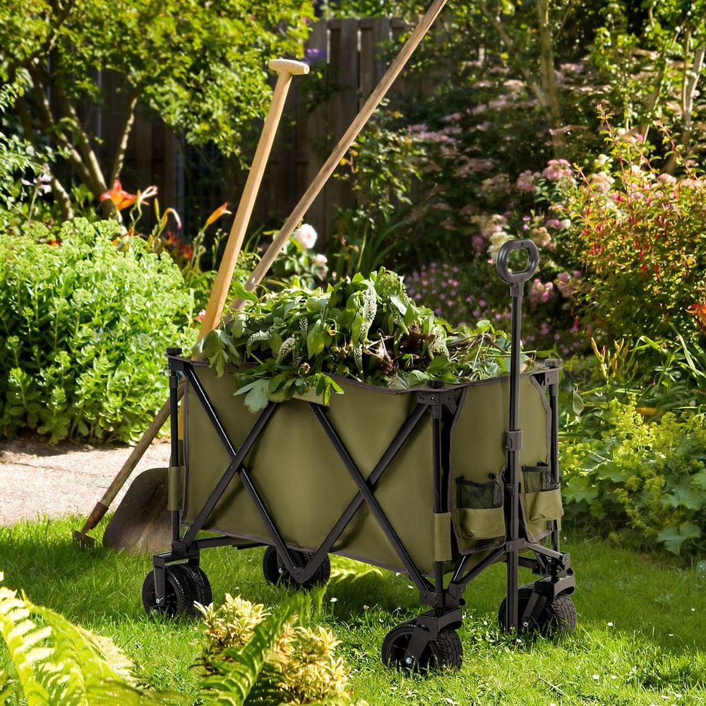 Folding Garden Trolley Collapsible Camping Trolley Steel Frame Oxford Fabric - anydaydirect