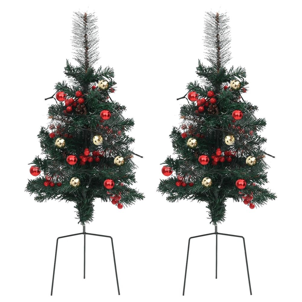 Artificial Pathway Christmas Trees with LEDs 2 pcs 76 cm PVC - anydaydirect