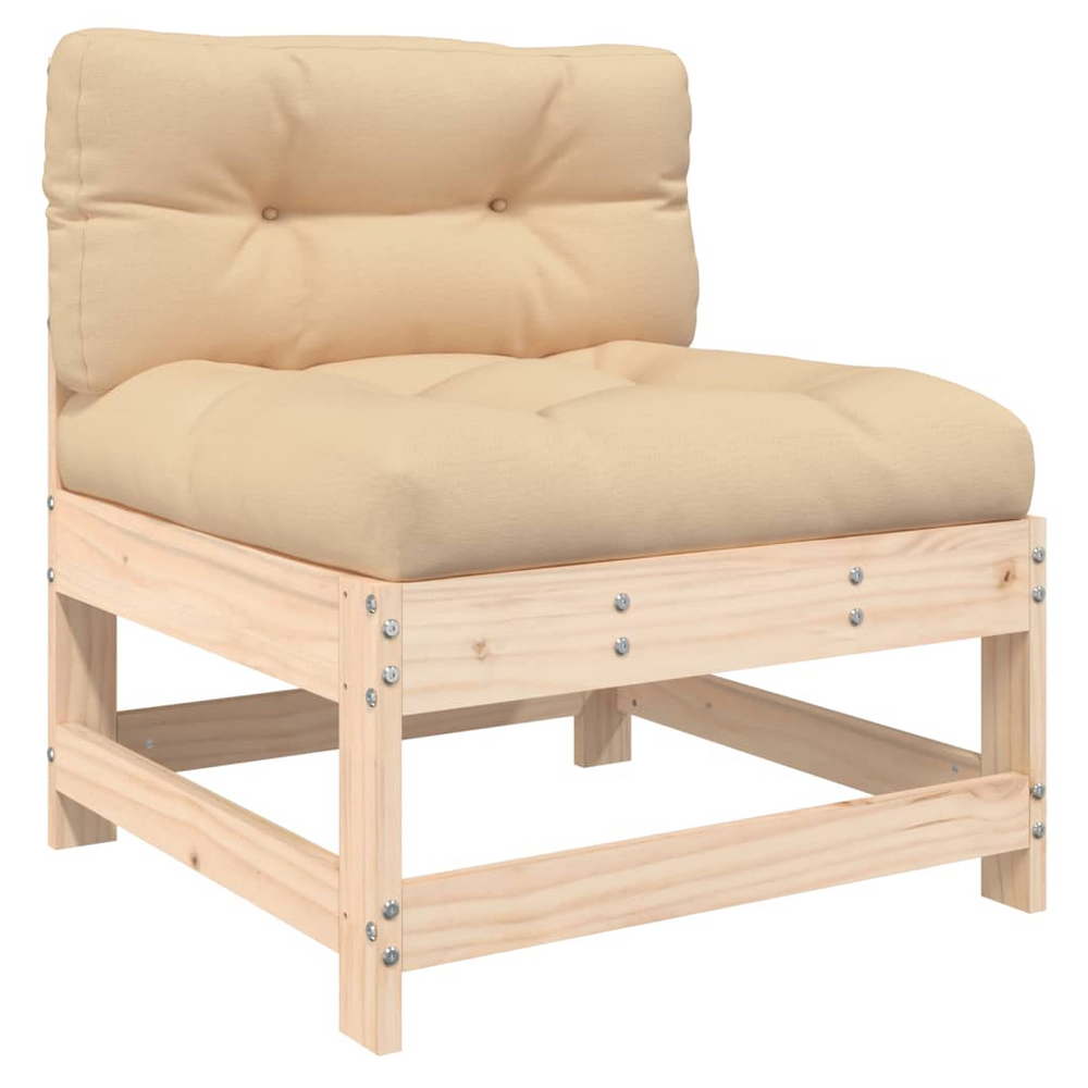 vidaXL Middle Sofa with Cushions Solid Wood Pine - anydaydirect