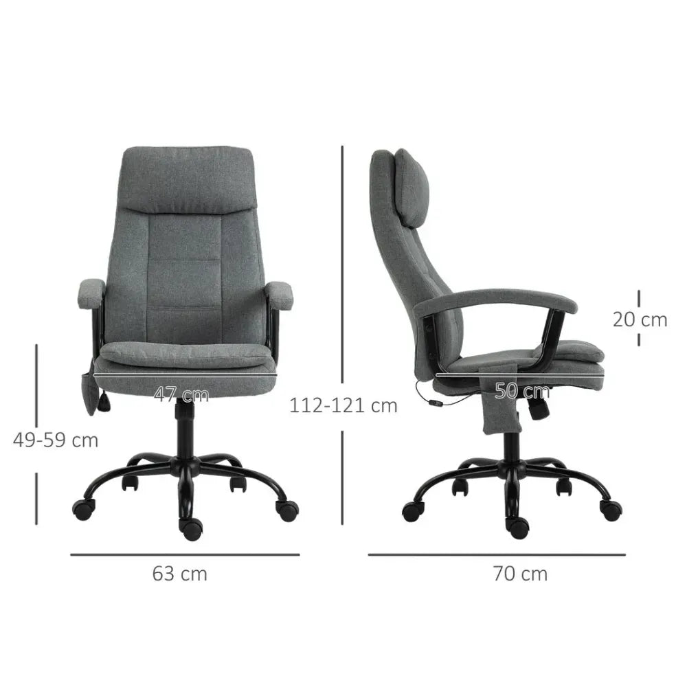 2-Point Massage Office Chair Linen-Look Fabric Adjustable Height Chair Grey - anydaydirect