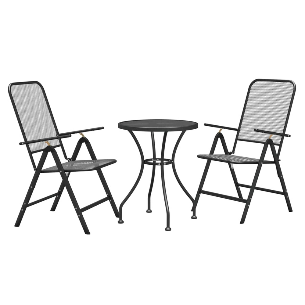 3 Piece Garden Dining Set Expanded Metal Mesh Anthracite - anydaydirect