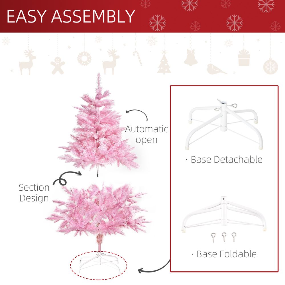 4FT Artificial Christmas Tree Holiday Xmas Automatic Open for Home Party Pink - anydaydirect