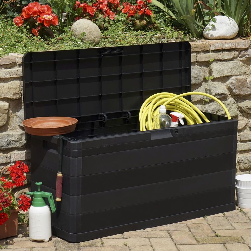 Garden Storage Box Black 117x45x56 cm - anydaydirect