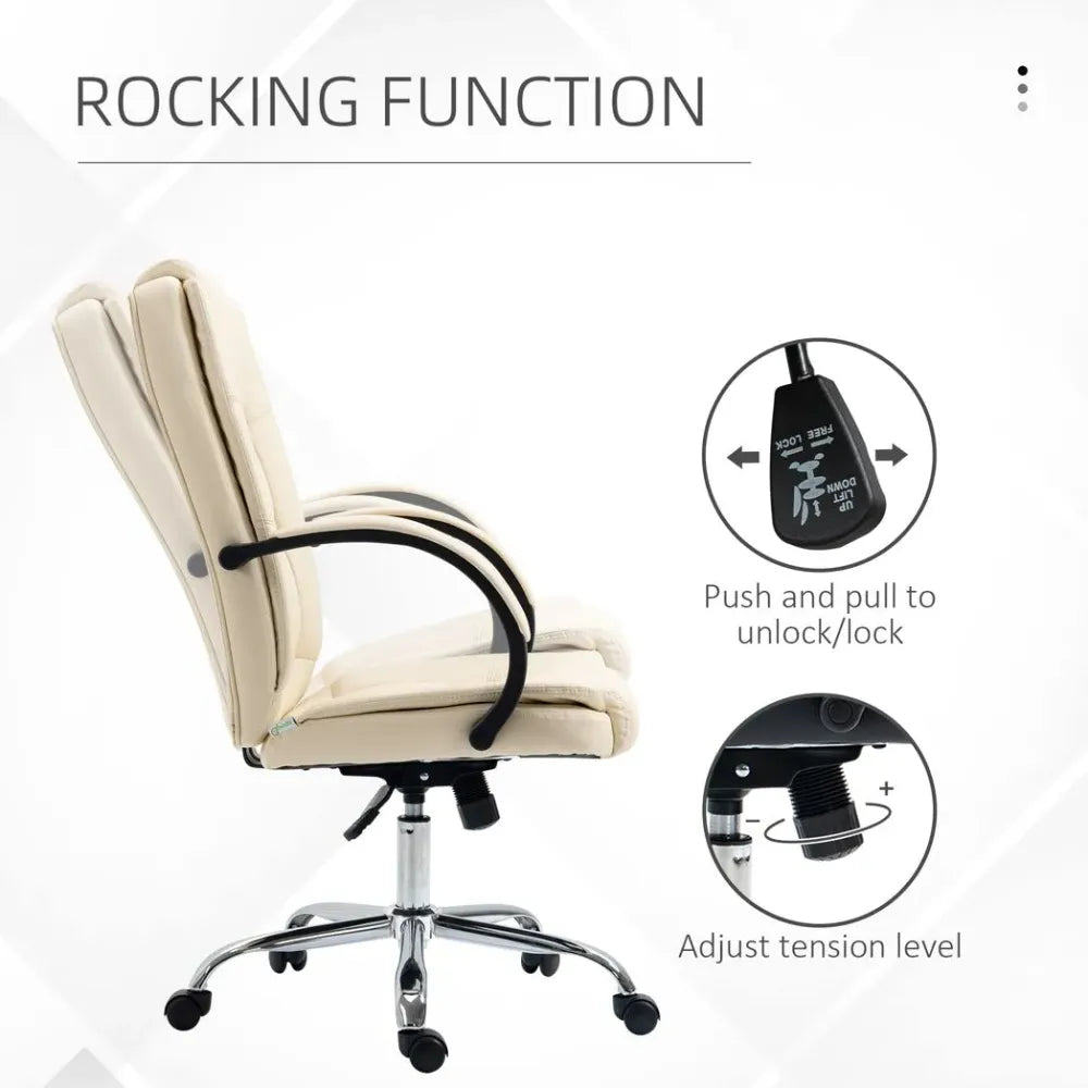 PU Leather Executive Office Chair High Back Height Adjustable Desk Chair, Beige - anydaydirect