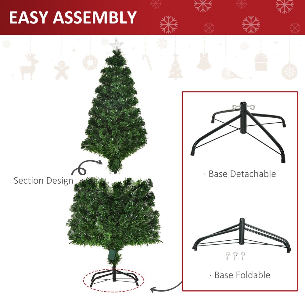 5FT Pre-Lit Artificial Christmas Tree Lights Star Topper Metal Base - anydaydirect