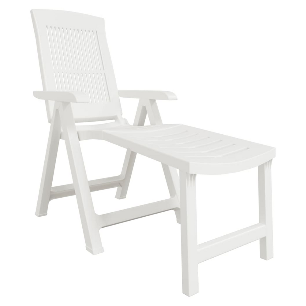 vidaXL Sun Lounger White Plastic - anydaydirect