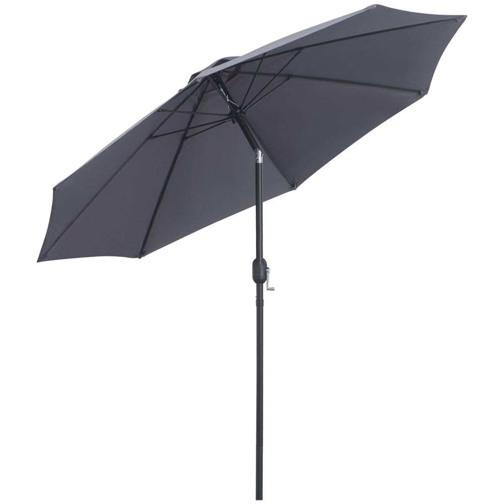2.7M Patio Sun Umbrella Parasol Tilt Shade Aluminium Charcoal Grey - anydaydirect