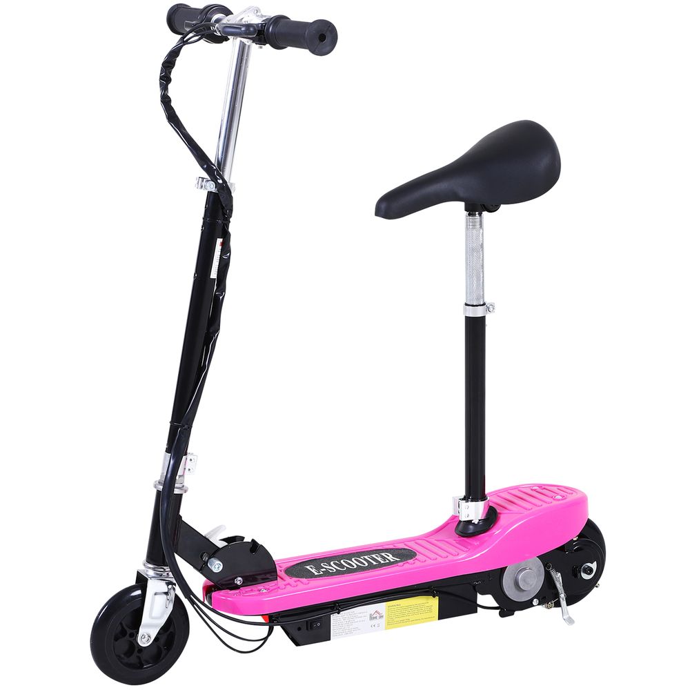 Kids Foldable Electric Powered Scooters 120W Toy Brake Kickstand Pink HOMCOM - anydaydirect