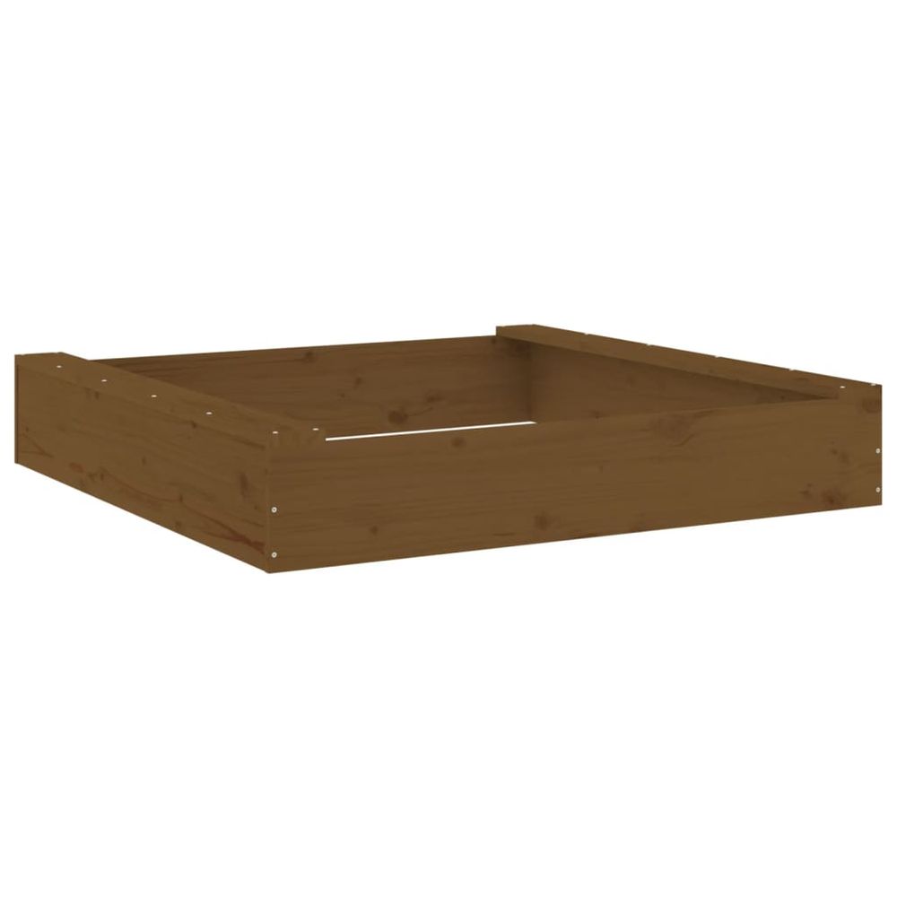 vidaXL Sandbox with Seats Honey Brown Square Solid Wood Pine - anydaydirect
