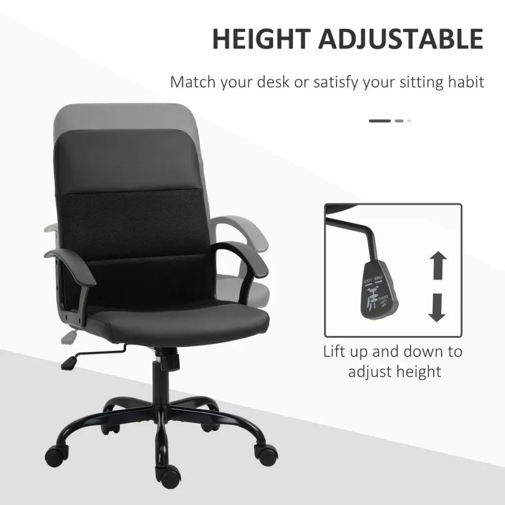 PVC Leather & Mesh Panel Blend Office Chair Swivel Seat w/ Padding Ergonomic - anydaydirect