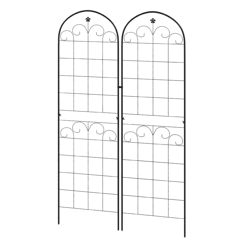 Outsunny Set of 2 Metal Trellis for Climbing Plants, Floral Design - anydaydirect