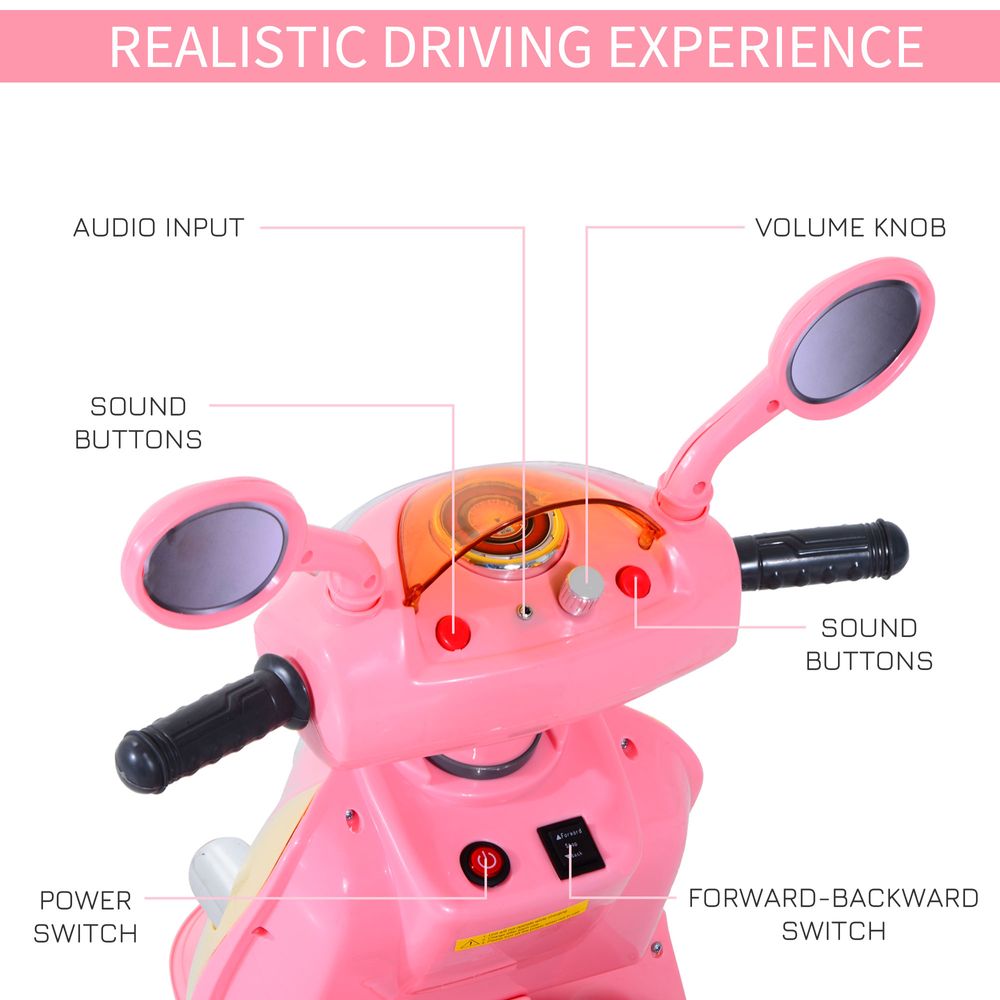 Electric Ride on Toy Car Kids Motorbike Children Battery Tricycle Pink - anydaydirect