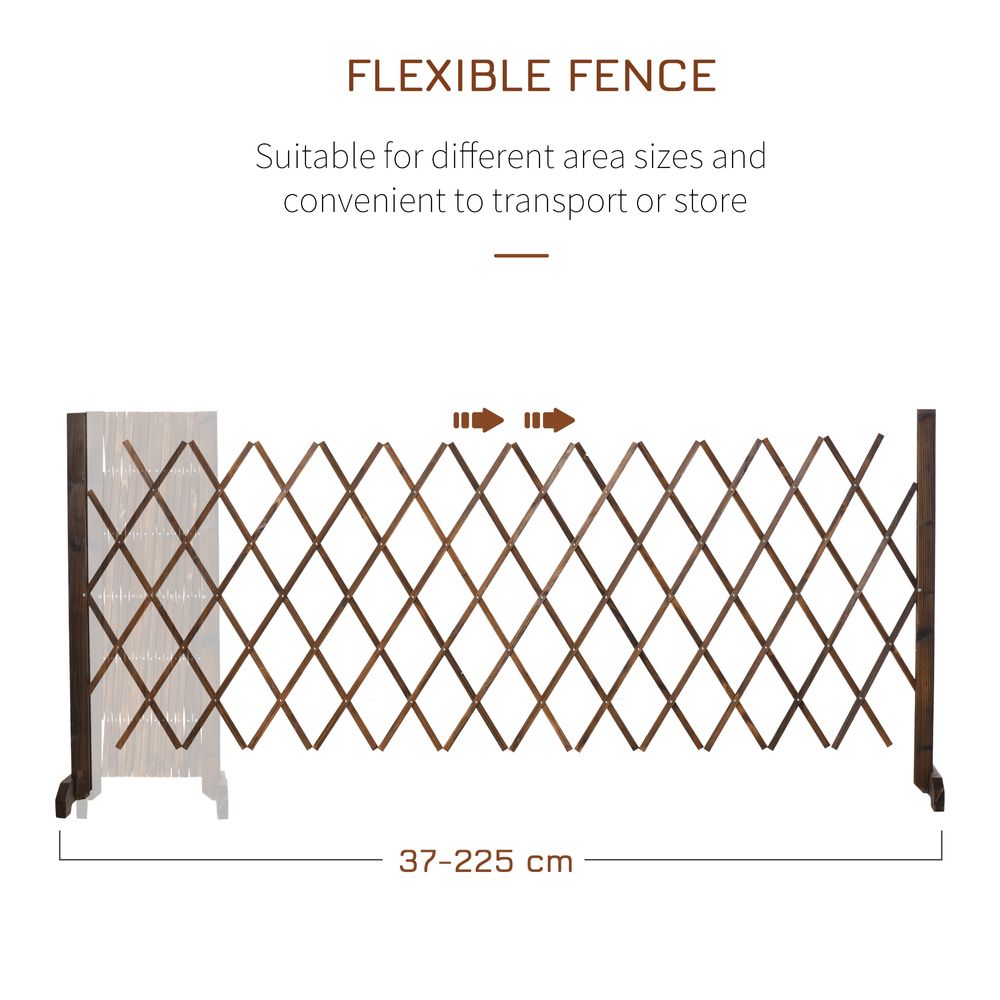 Outsunny Wooden Movable Fence Foldable Garden Screen Panel, Dark Brown - anydaydirect