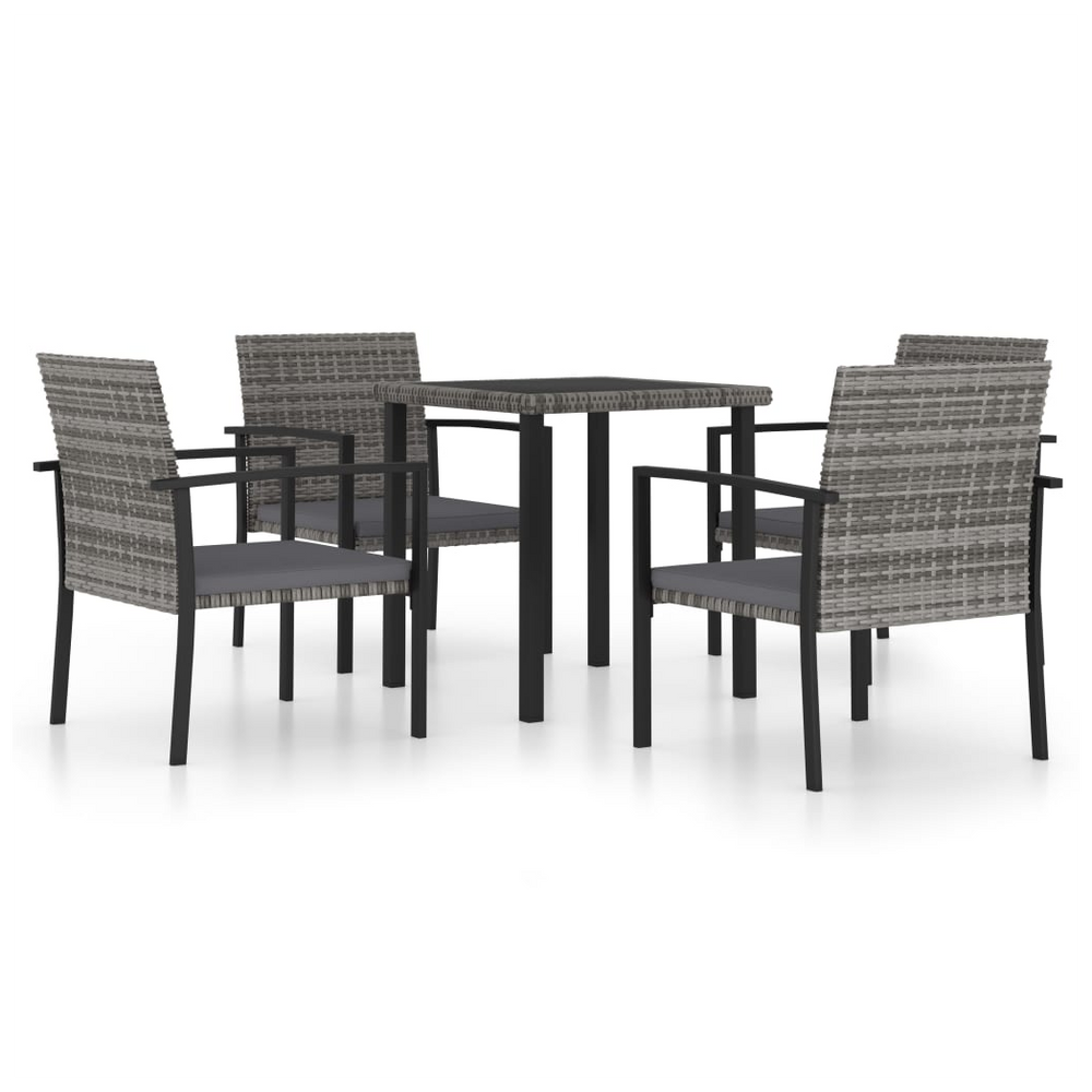 5 Piece Outdoor Dining Set Poly Rattan Grey - anydaydirect