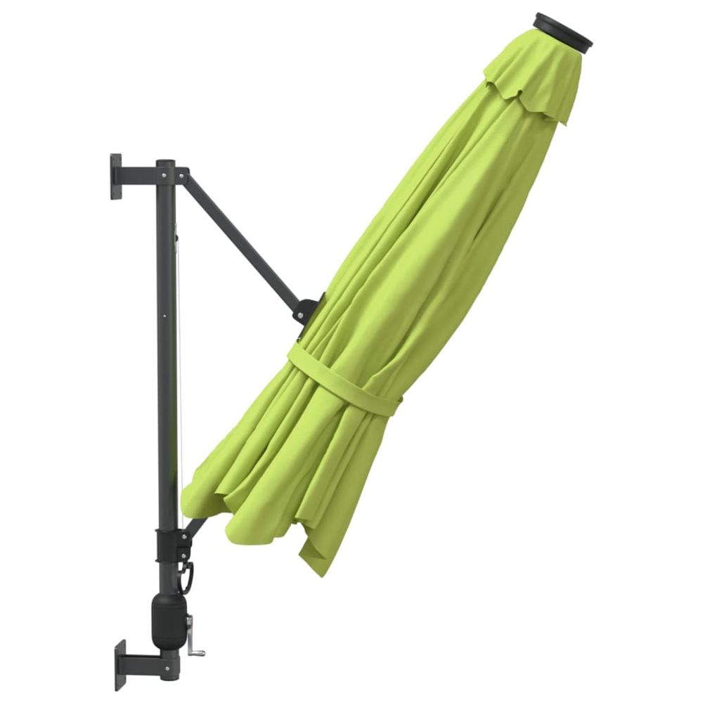Wall-mounted Parasol with LEDs Apple Green 290cm - anydaydirect
