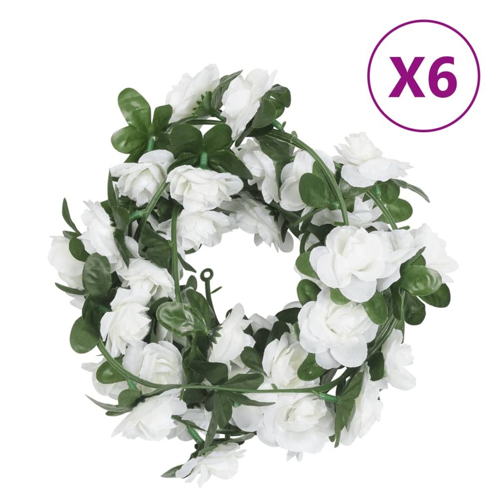 vidaXL Artificial Flower Garlands 6 pcs White 240 cm - anydaydirect