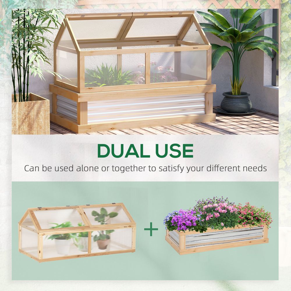 Raised Garden Bed with Greenhouse Top, 122x 61 x 81.7cm, Natural Kit - anydaydirect