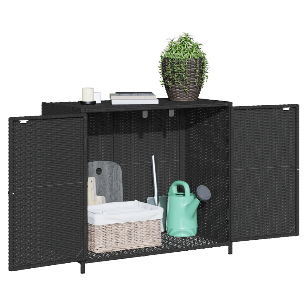 vidaXL Garden Storage Cabinet Black 83x45x76 cm Poly Rattan - anydaydirect