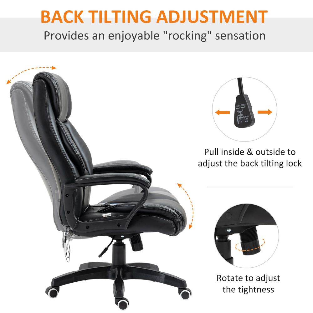 High Back 6 Points Vibration Massage Executive Office Chair, Black Vinsetto - anydaydirect