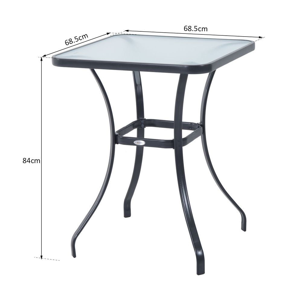 Square Glass Bistro Table Bar Dining Kitchen Breakfast Party Table 68.5x84 cm - anydaydirect