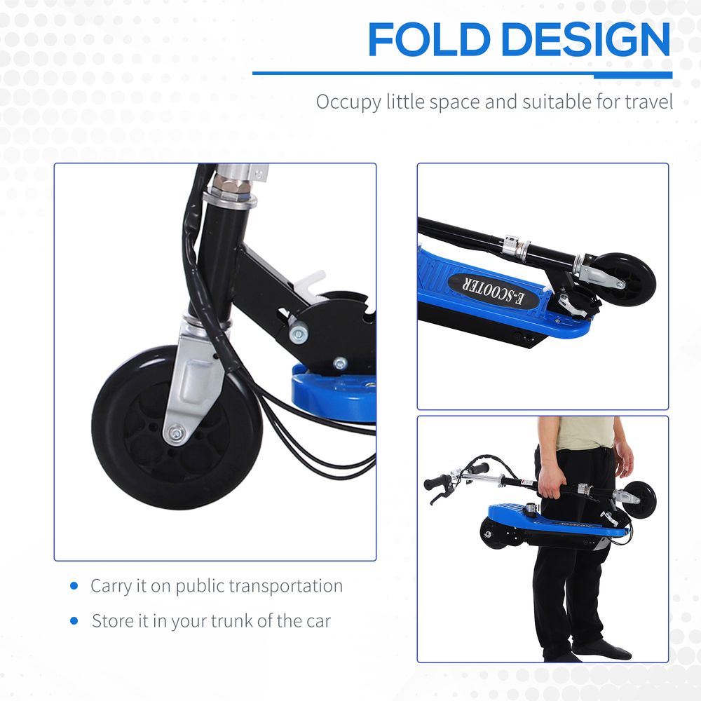 Kids Foldable Electric Powered Scooters 120W Toy Brake Kickstand Blue HOMCOM - anydaydirect