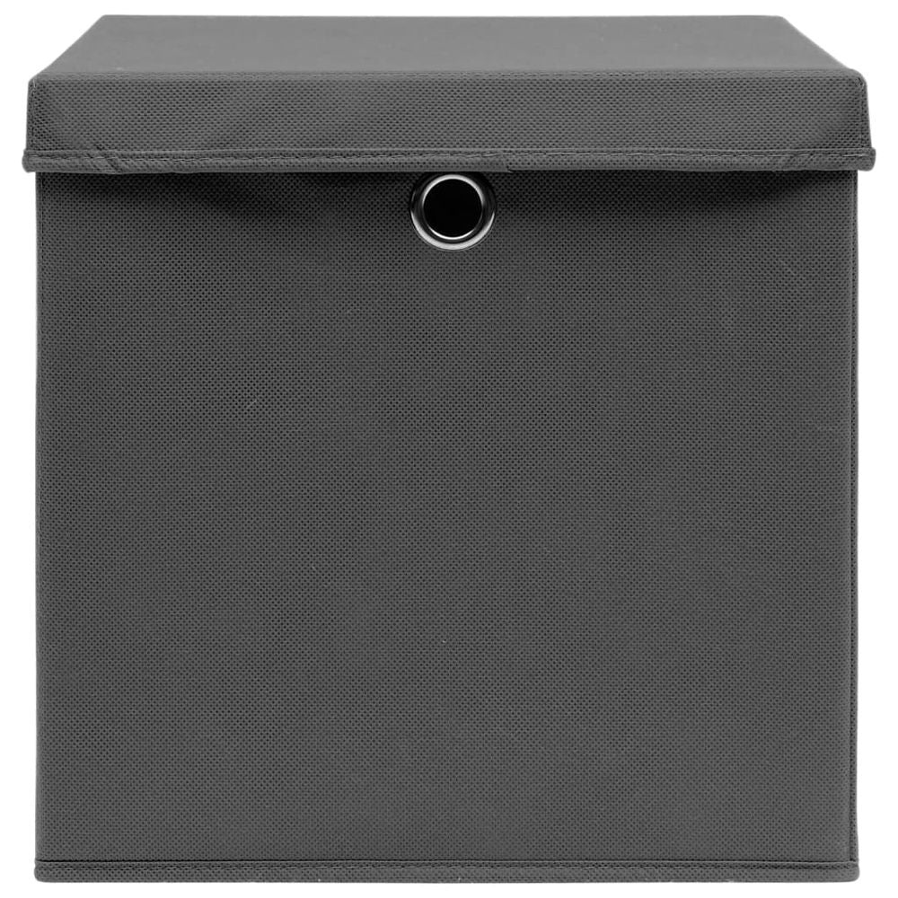 Storage Boxes with Lids 10 pcs Grey 32x32x32 cm Fabric - anydaydirect