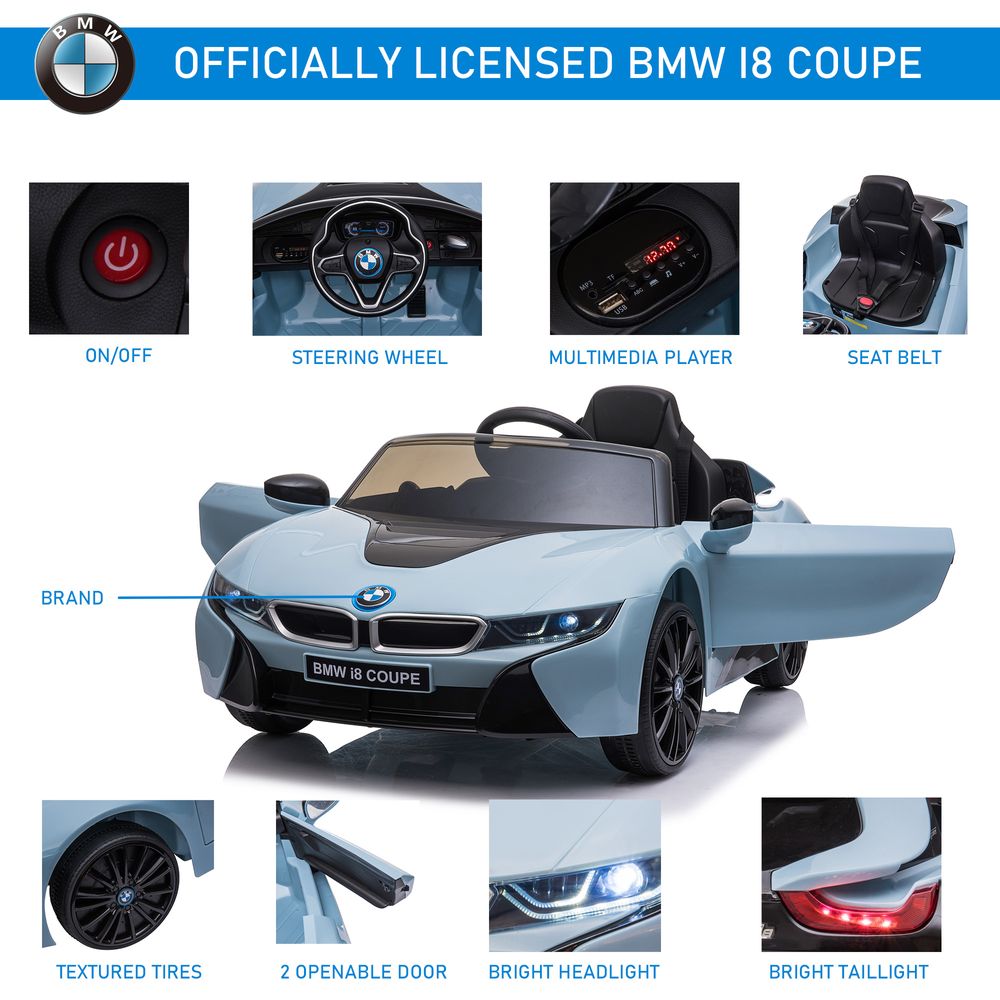 Licensed BMW I8 Coupe Kids Ride-On Car 6V w/ Remote Lights Horn Music - anydaydirect