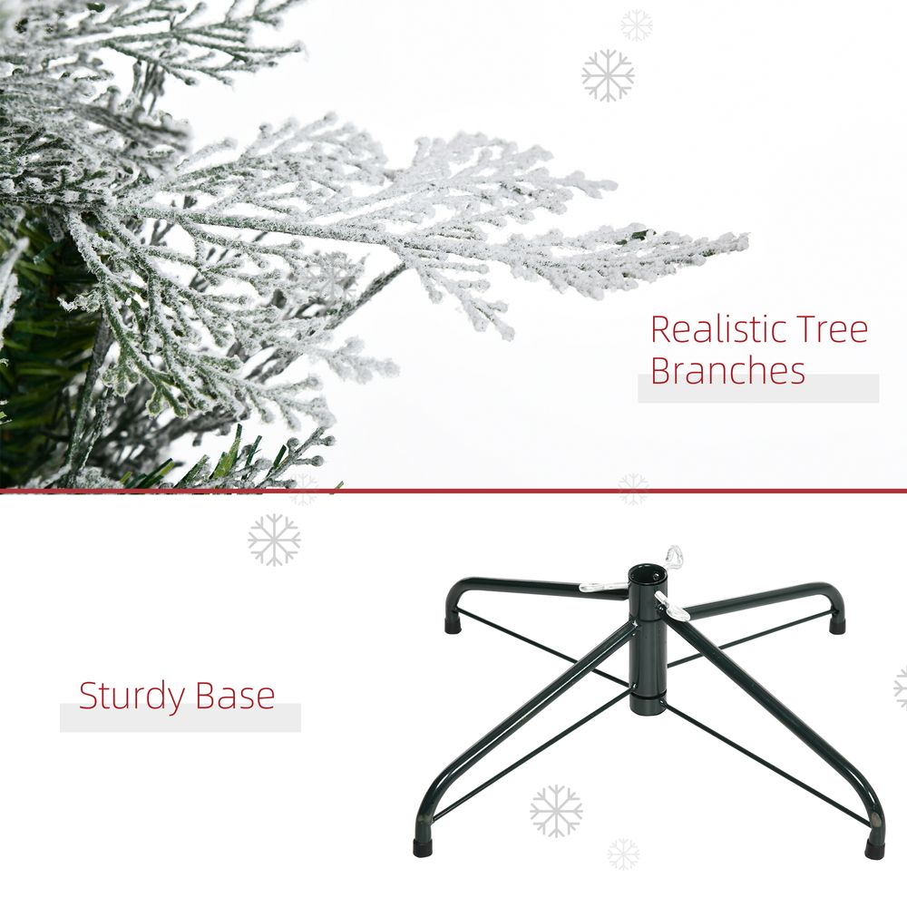 7 Foot Snow Flocked Artificial Christmas Tree Holiday with Pencil Shape HOMCOM - anydaydirect