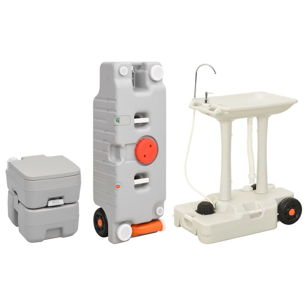 Portable Camping Toilet and Handwash Stand Set with Water Tank - anydaydirect