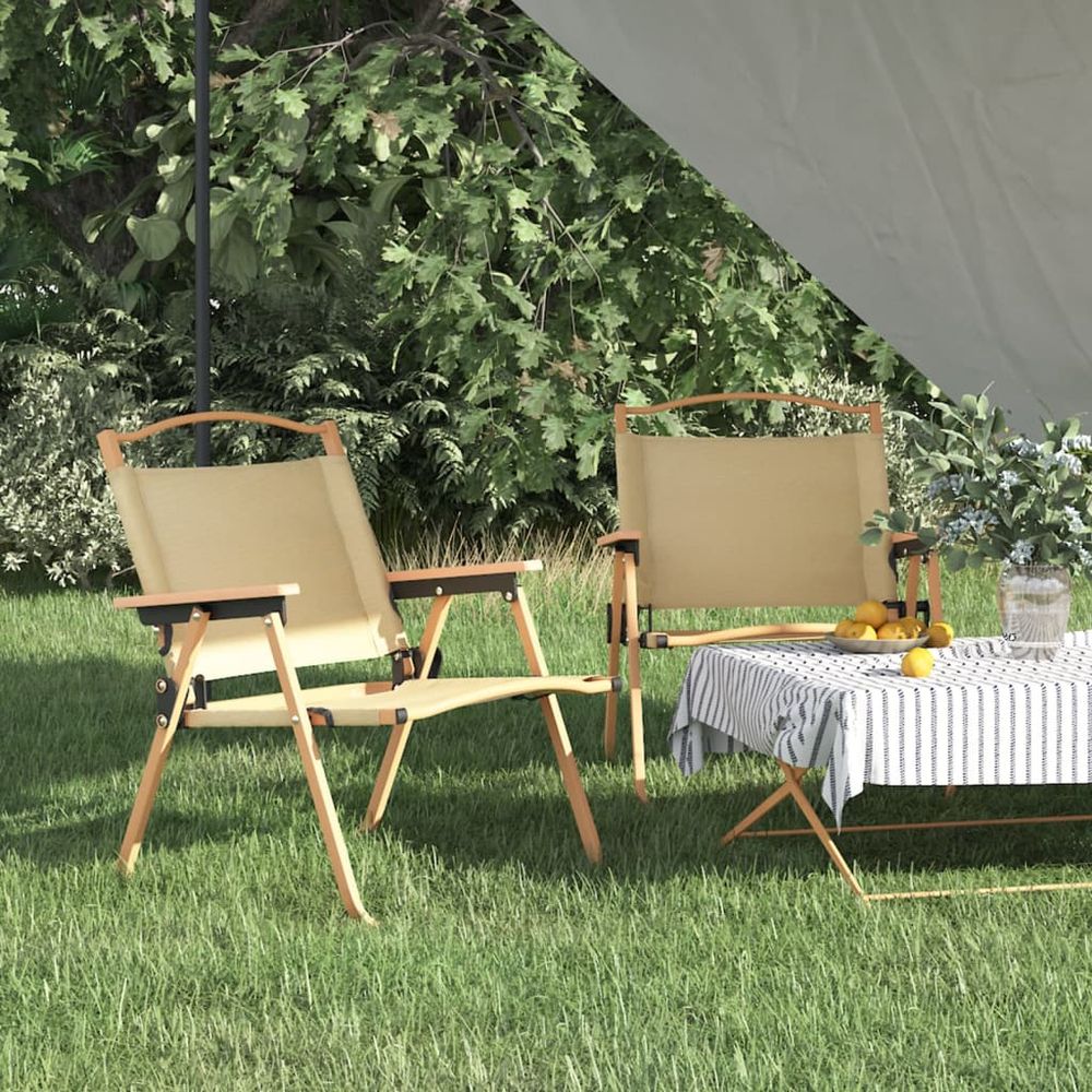 Camping Chairs 2 pcs Beige 54x43x59cm Oxford Fabric - anydaydirect