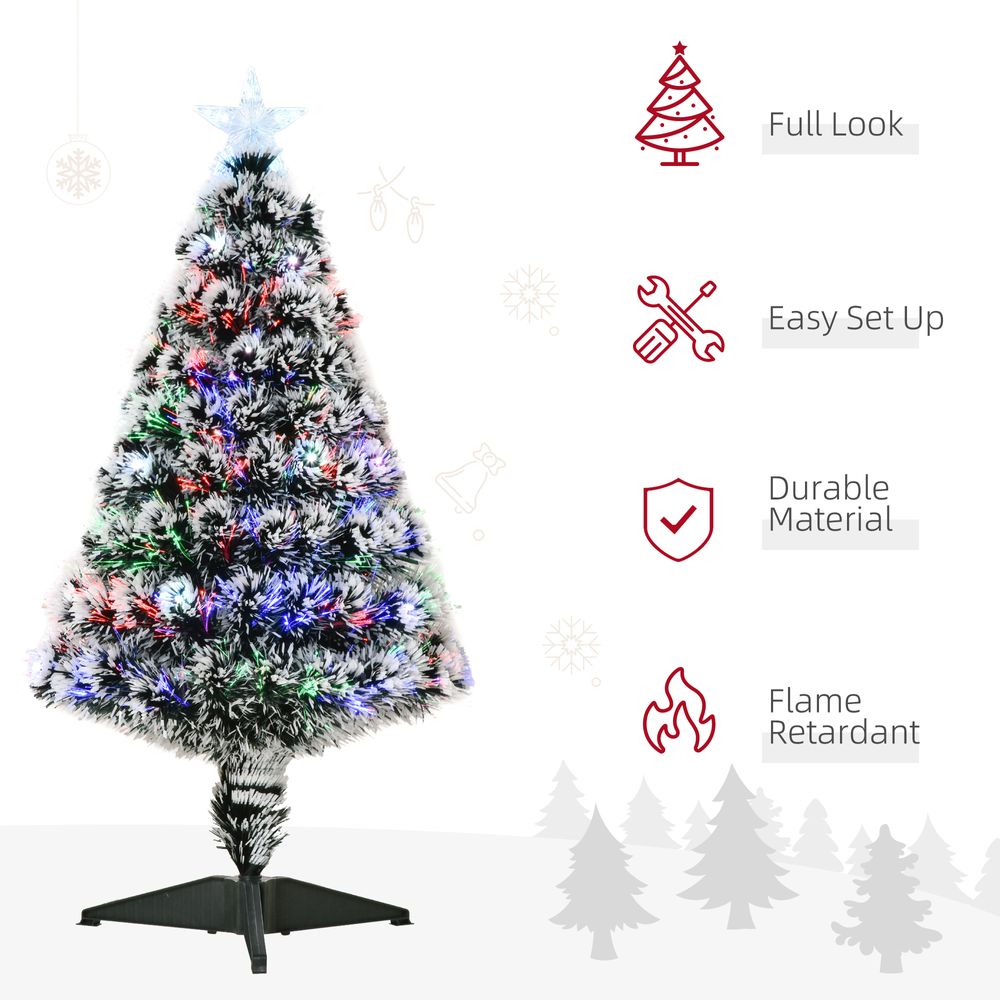 3ft Artificial Prelit Christmas Tree Snow Tree LED Fiber Optics Green White - anydaydirect