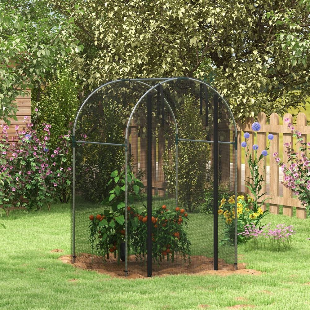 Outsunny Fruit Cage, Plant Protection Tent, 1.2 x 1.2 x 1.9m, Black - anydaydirect