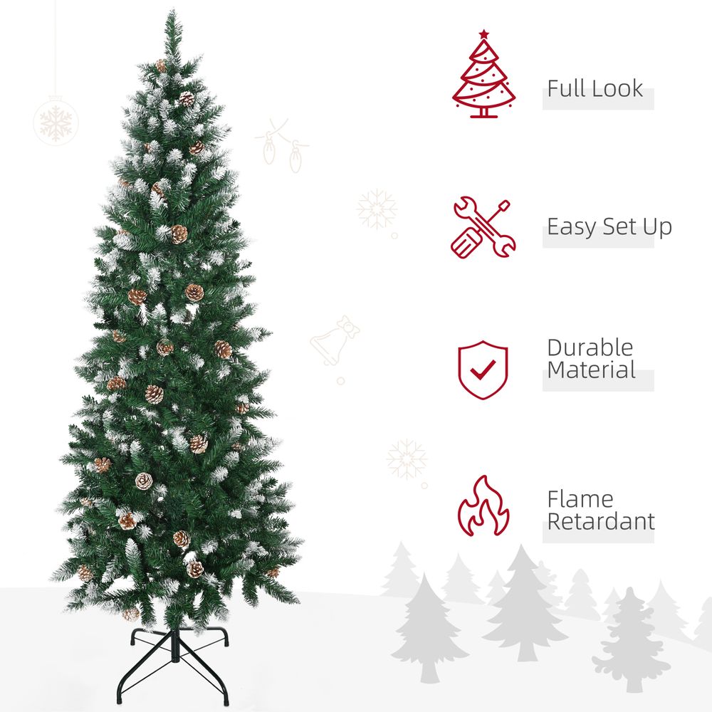 6' Snow Artificial Christmas Tree Holiday Home Decor with Pine Cones - anydaydirect