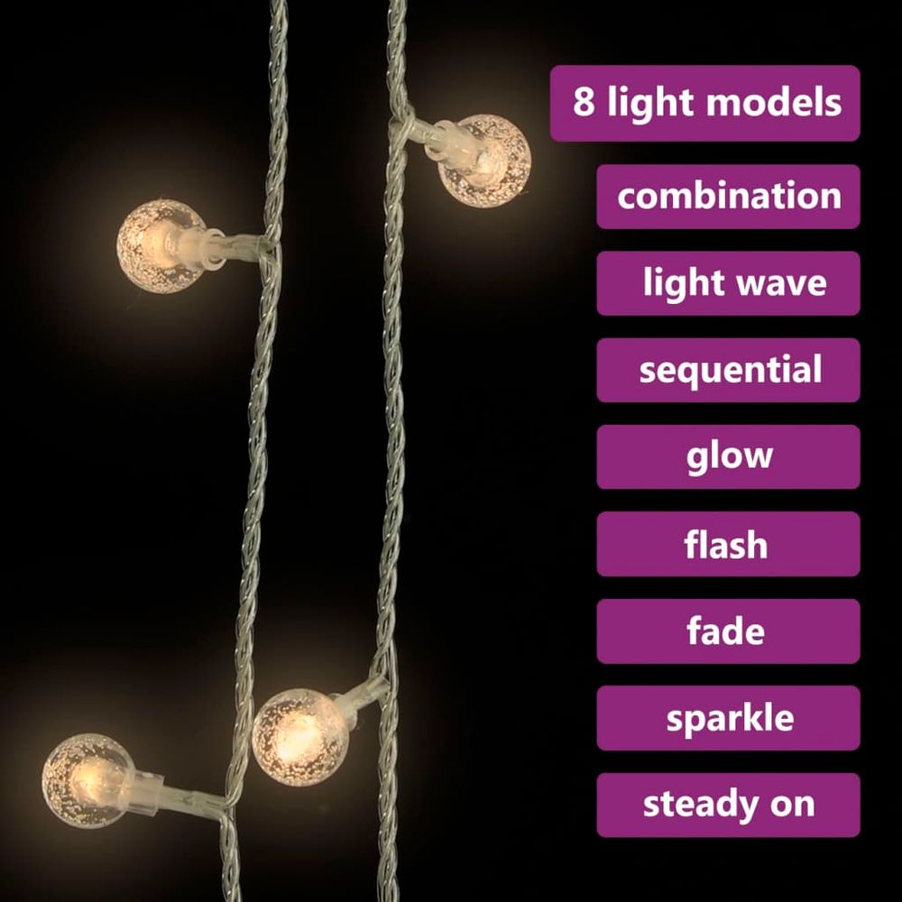 Globe Fairy String Lights 20m 200 LED Warm White 8 Function - anydaydirect