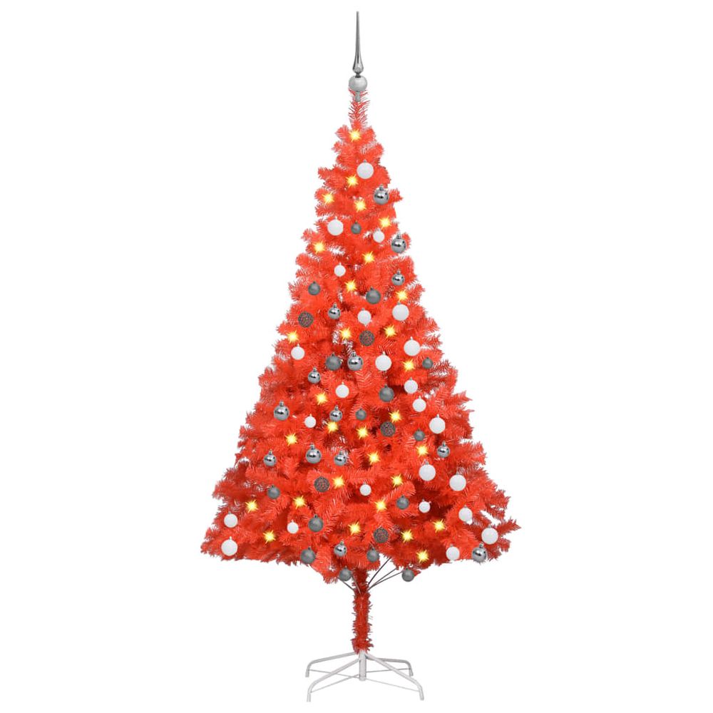 Artificial Christmas Tree with LEDs&Ball Set 120 cm  to 240cm PVC - anydaydirect