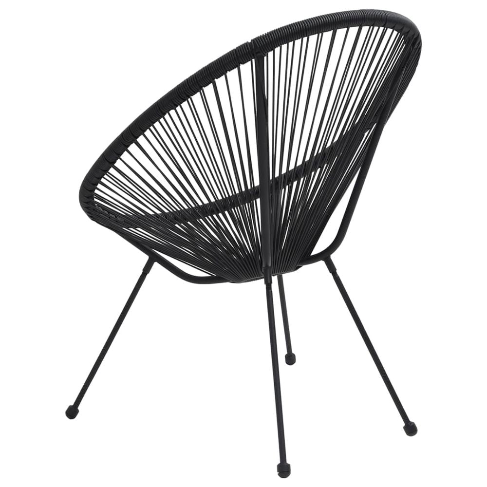 Garden Moon Chairs 2 pcs Rattan Black - anydaydirect