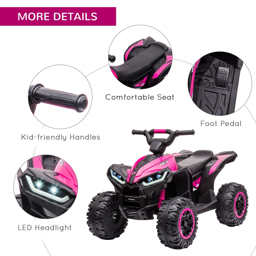 HOMCOM 12V Electric Quad Bikes for Kids Ride On Car ATV Toy for 3-5 Years Pink - anydaydirect