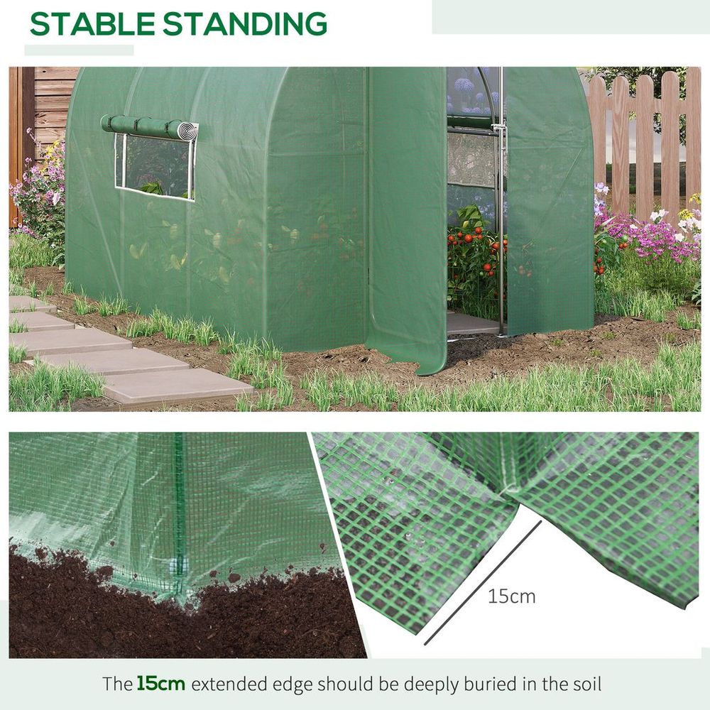 Outsunny 3 x 2M Reinforced Walk-in Polytunnel Garden Greenhouse Steel Frame - anydaydirect