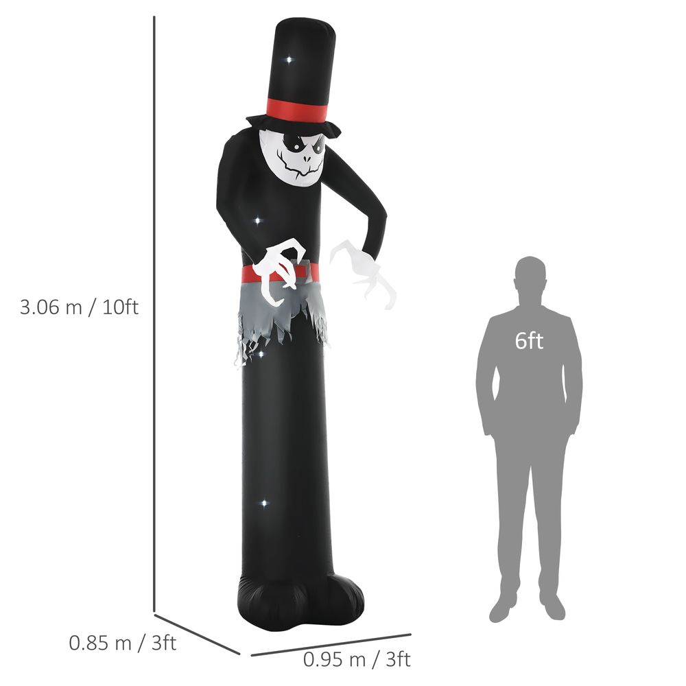 10ft Inflatable Halloween Skinny Ghost Tall Hat Blow-Up Outdoor LED Display - anydaydirect