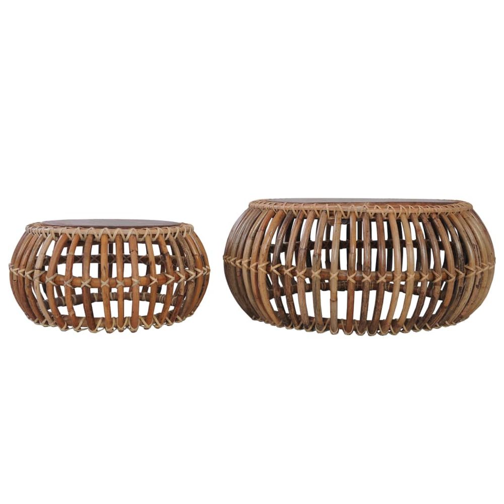 vidaXL Coffee Tables 2 pcs Natural Rattan - anydaydirect