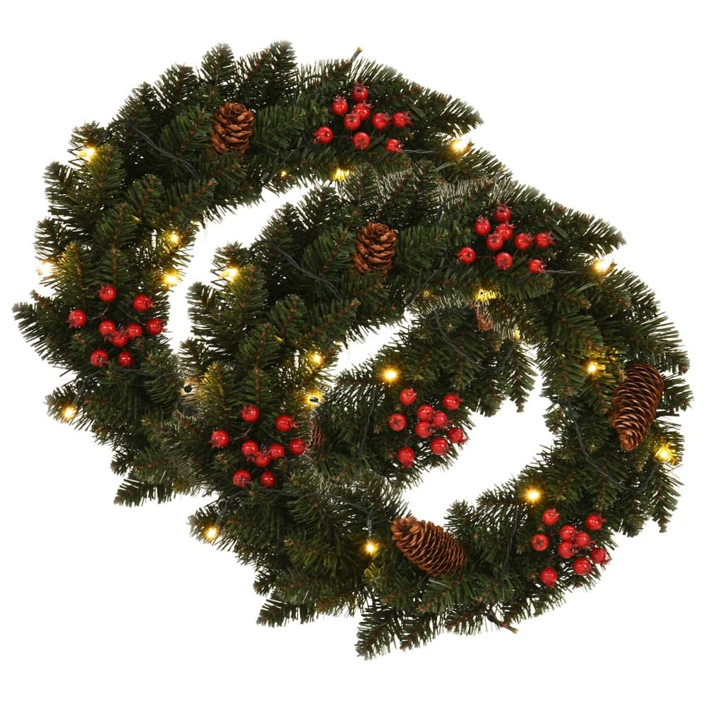 Christmas Wreaths 2 pcs with Decoration Green 45 cm - anydaydirect