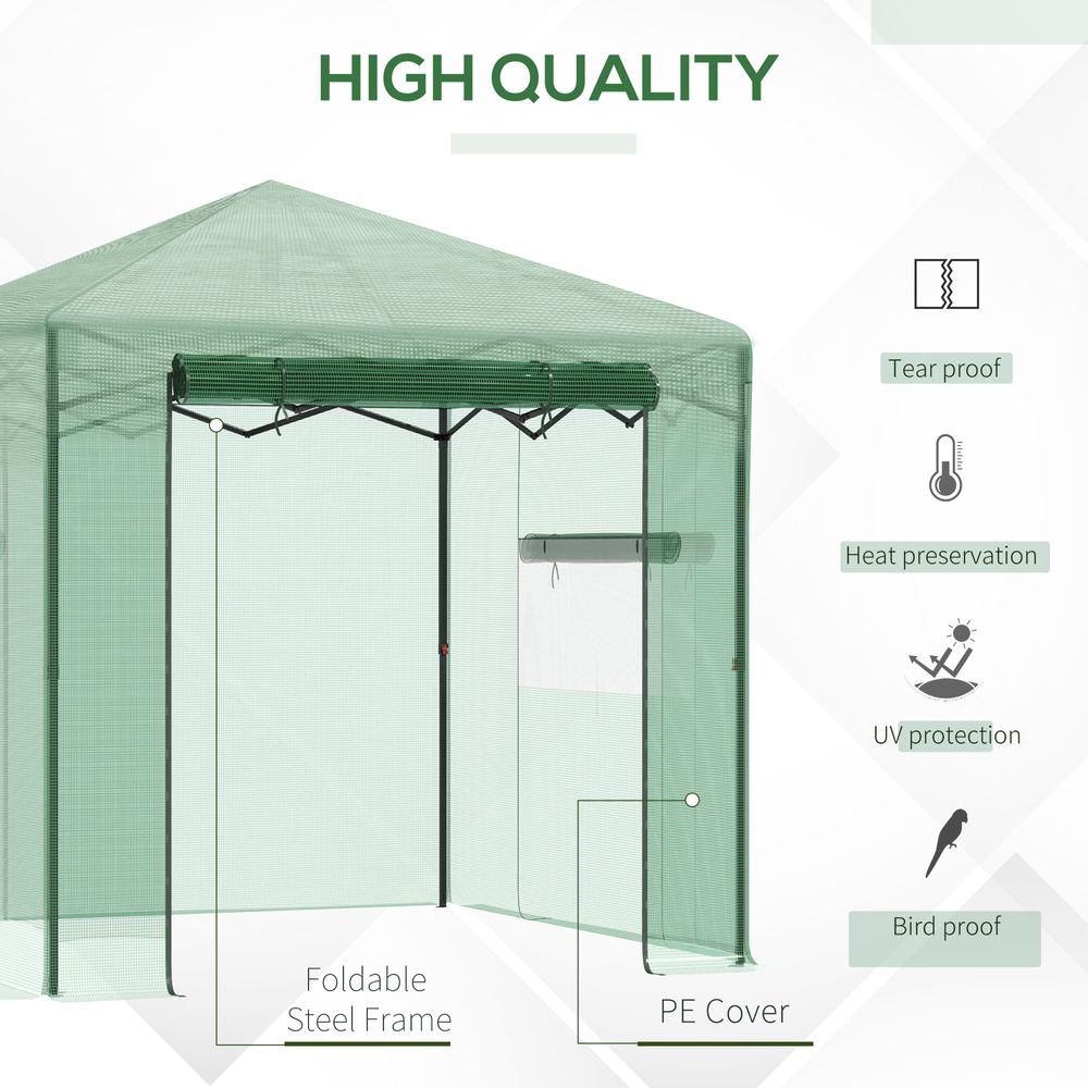Outsunny Portable Pop-up Walk in Greenhouse w/ Door Windows 2.4 x 1.8 x 2.4m - anydaydirect