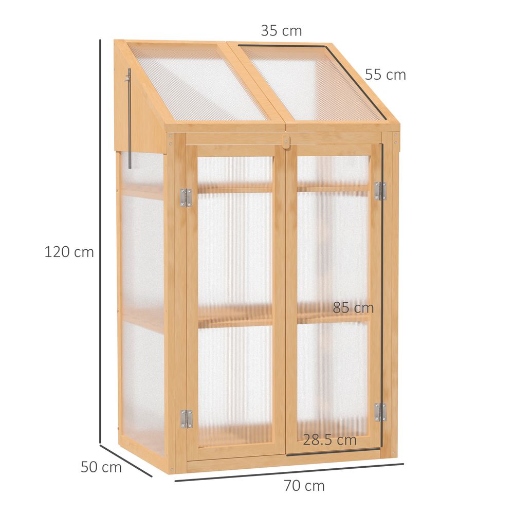 Wooden Greenhouse, Cold Frame PC Semi Transparent 70x50x120cm, Brown - anydaydirect