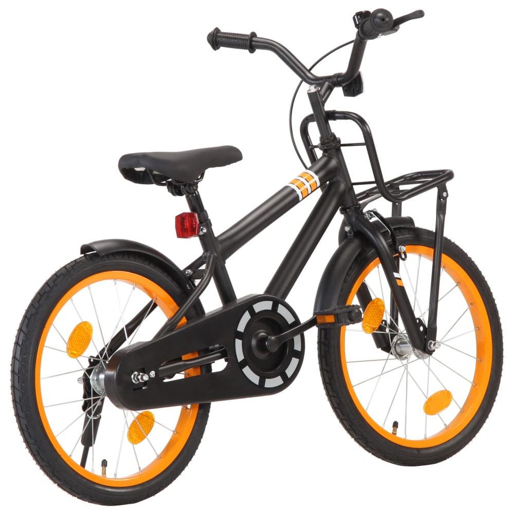 Kids Bike with Front Carrier 18 inch Black and Orange - anydaydirect