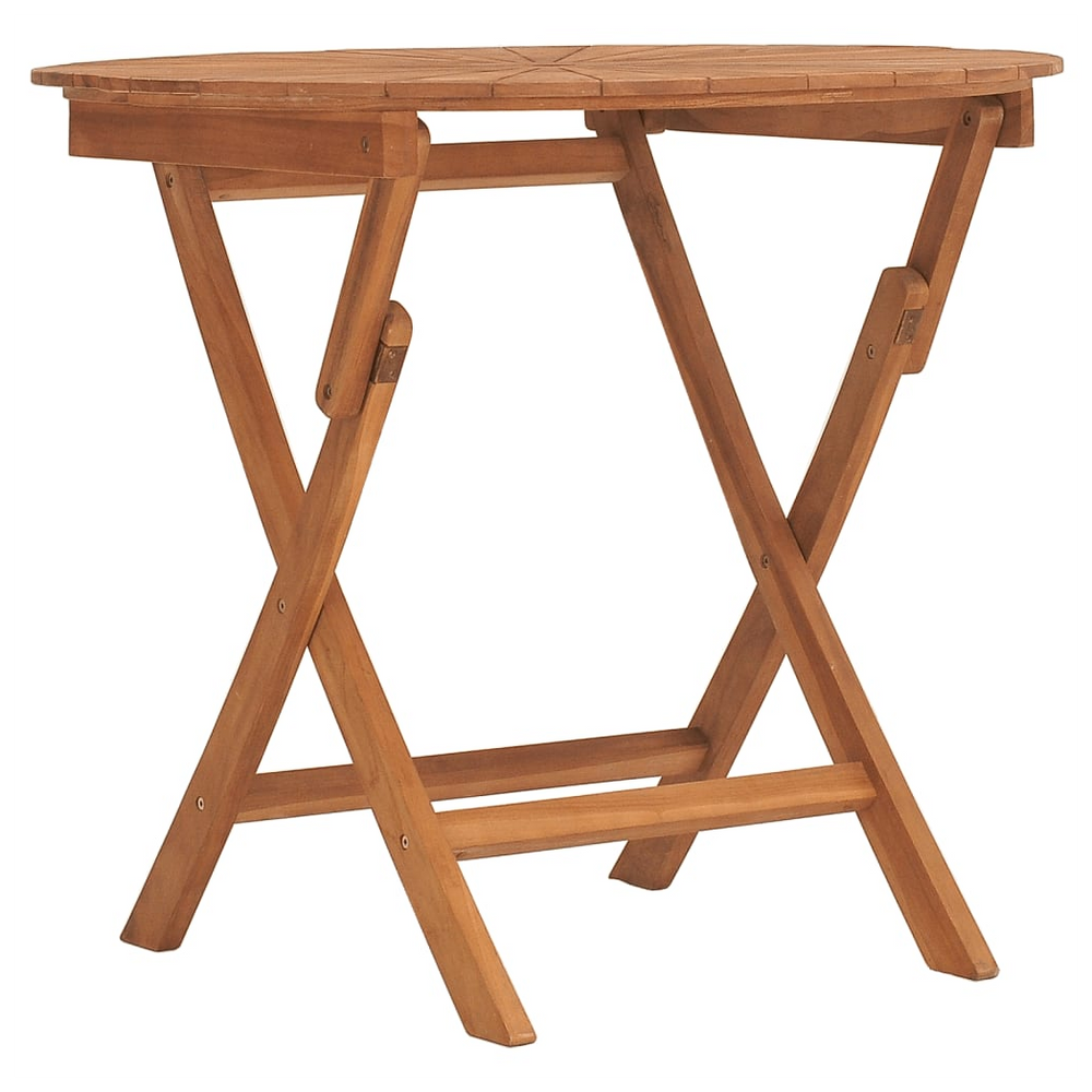 vidaXL Folding Garden Table Ø 85x75 cm Solid Wood Teak - anydaydirect