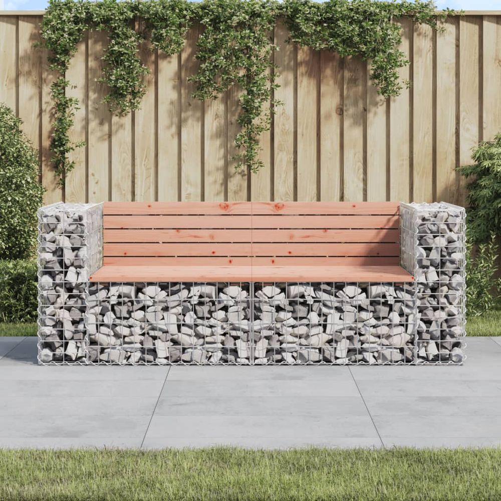 vidaXL Garden Bench Gabion Design 184x71x65.5 cm Solid Wood Douglas - anydaydirect