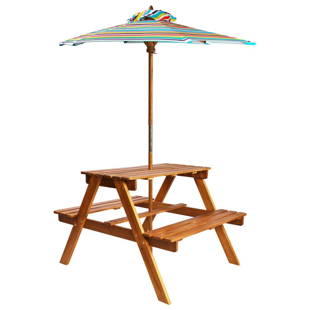 Kids Picnic Table with Parasol 79x90x60 cm Solid Acacia Wood - anydaydirect