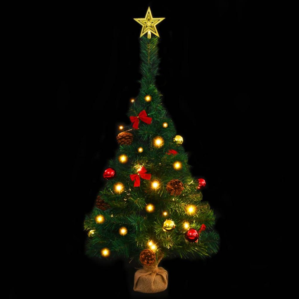 Artificial Christmas Tree with Baubles and LEDs Green 64 cm - anydaydirect